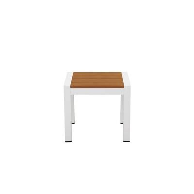 White/Teak Aluminum Side Table V228781