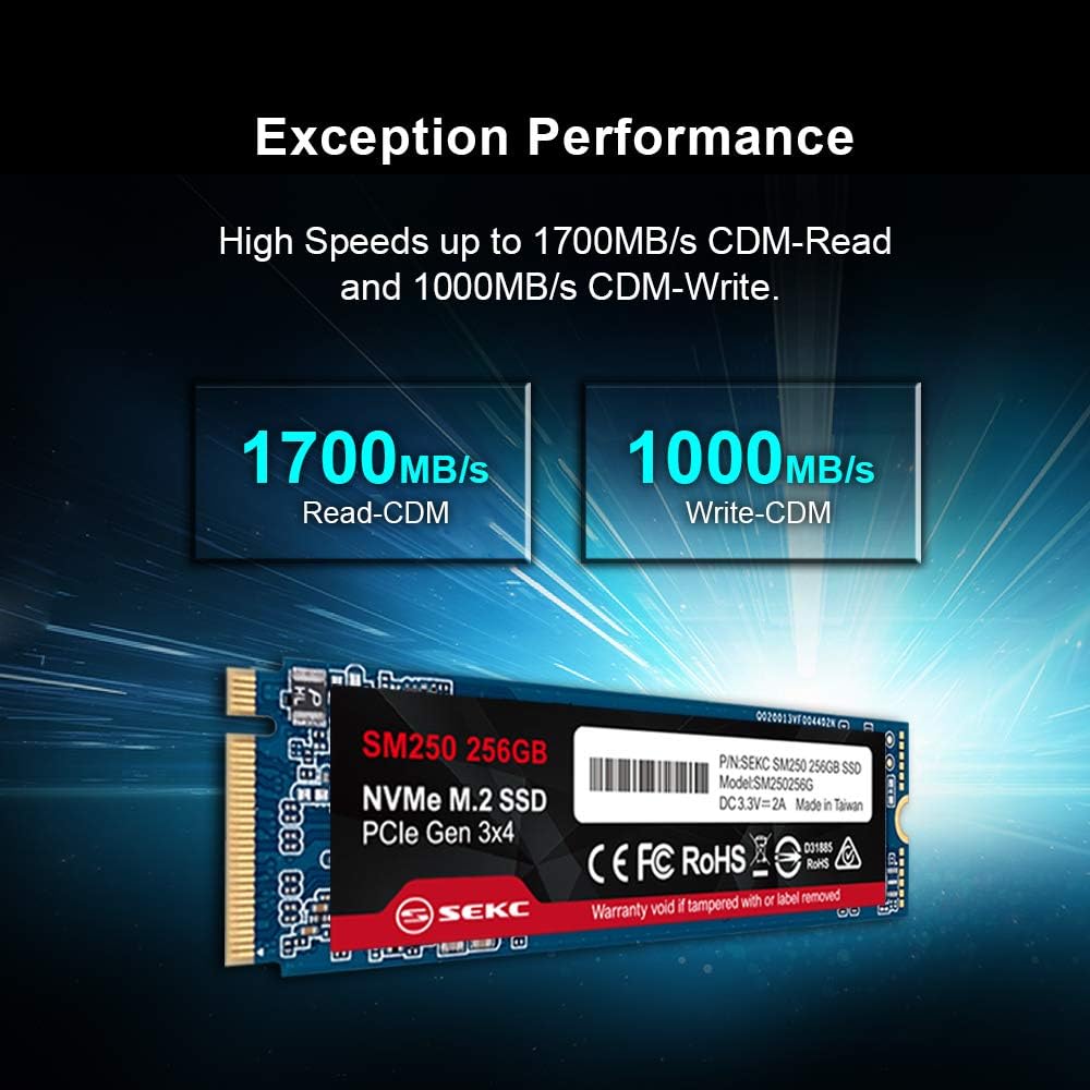 256GB NVMe M.2 2280 PCIe Gen 3x4 Internal SSD Pack of 2 M93520