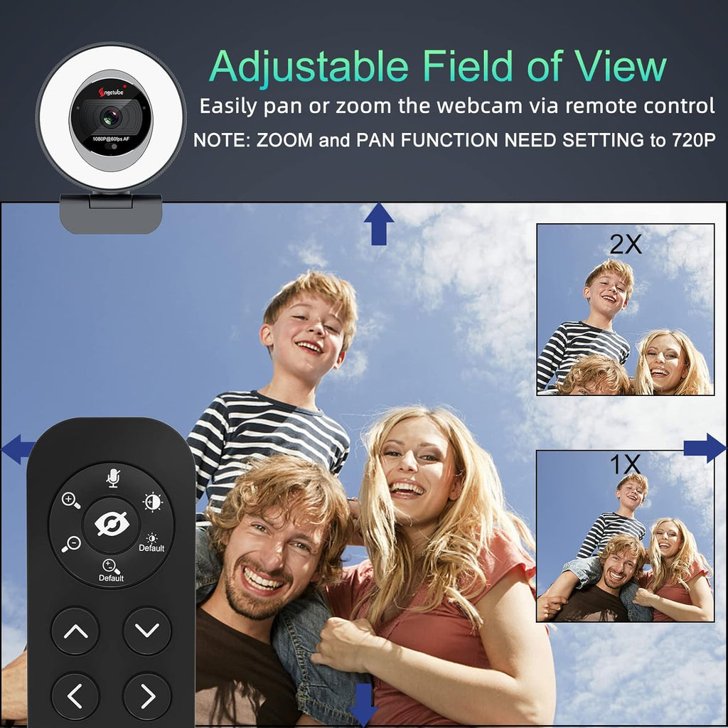 60FPS 1080P Streaming Webcam with Ring Light and Privacy Cover M5685