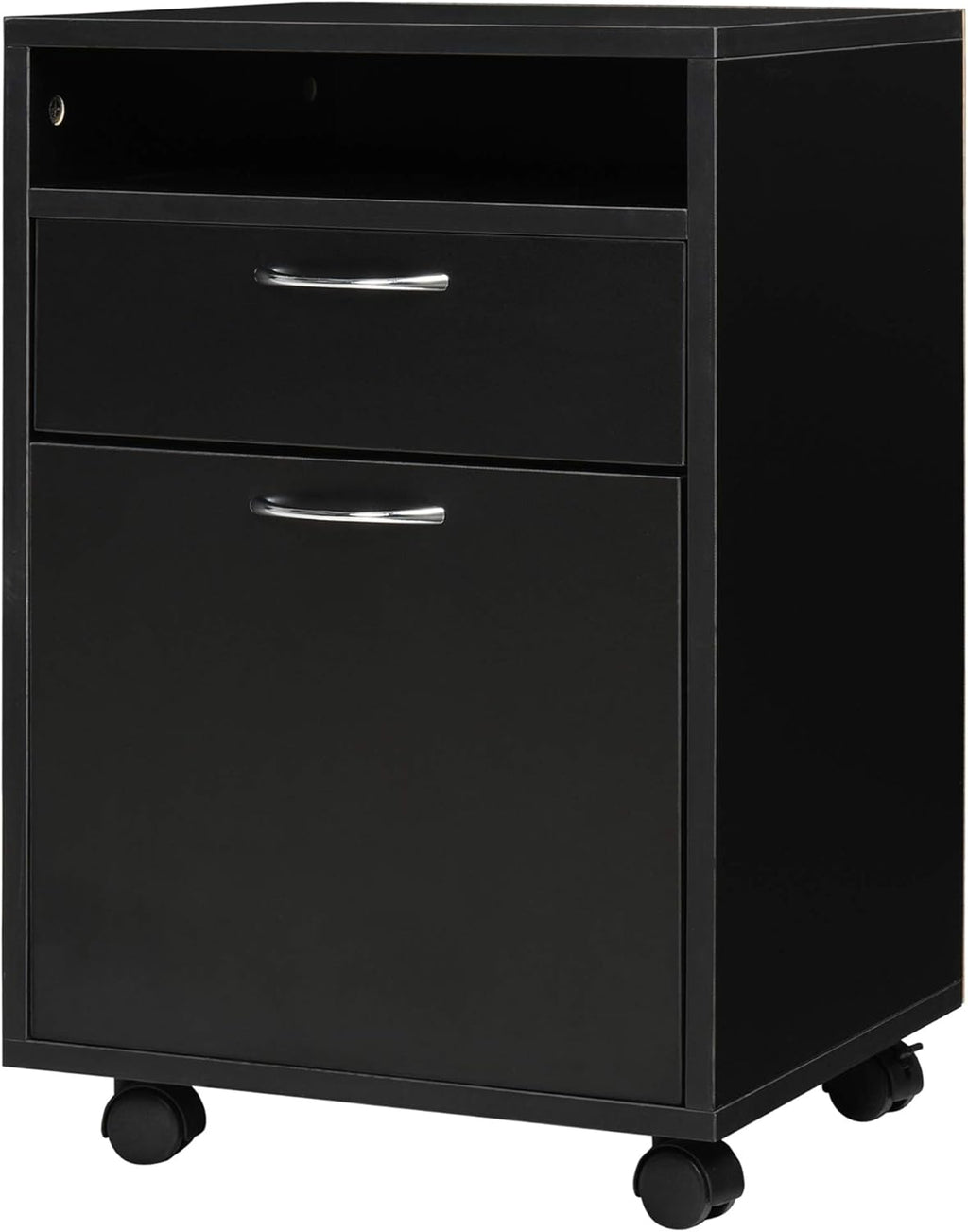 Brown Mobile File Cabinet with Lockable Drawer, Pack of 2 L7893