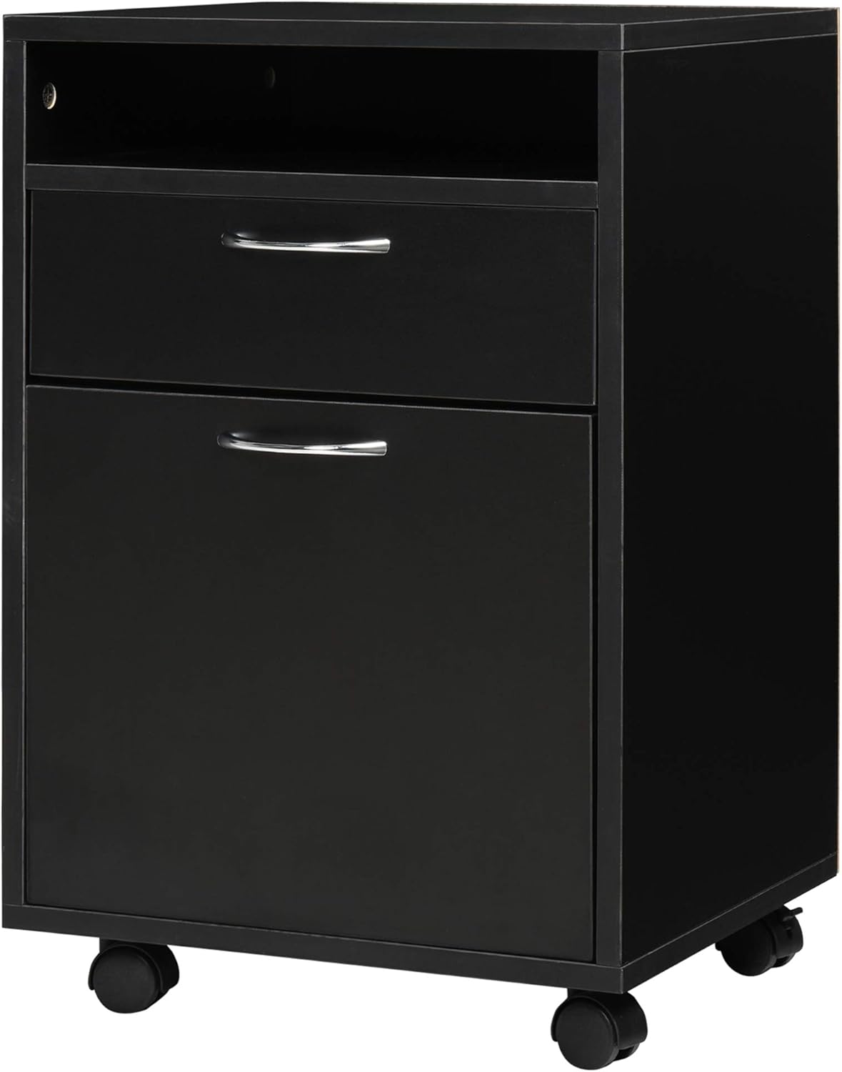 Brown Mobile File Cabinet with Lockable Drawer, Pack of 2 L7893