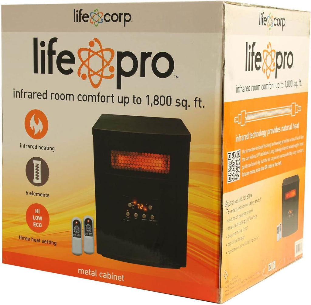 1500W Portable Electric Infrared Quartz Space Heater with Remote Control, Black (2 Pack) A960