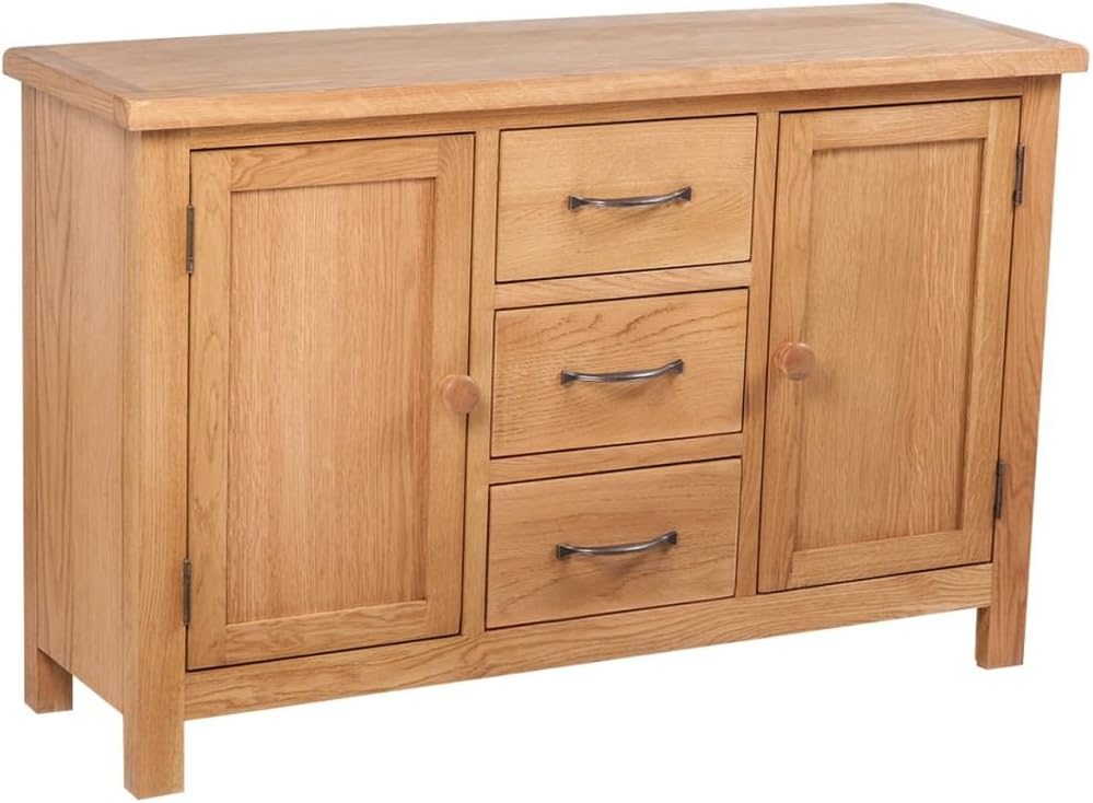 Oak Wooden Sideboard with 3 Drawers and 2 Cupboards Storage Cabinet X26753