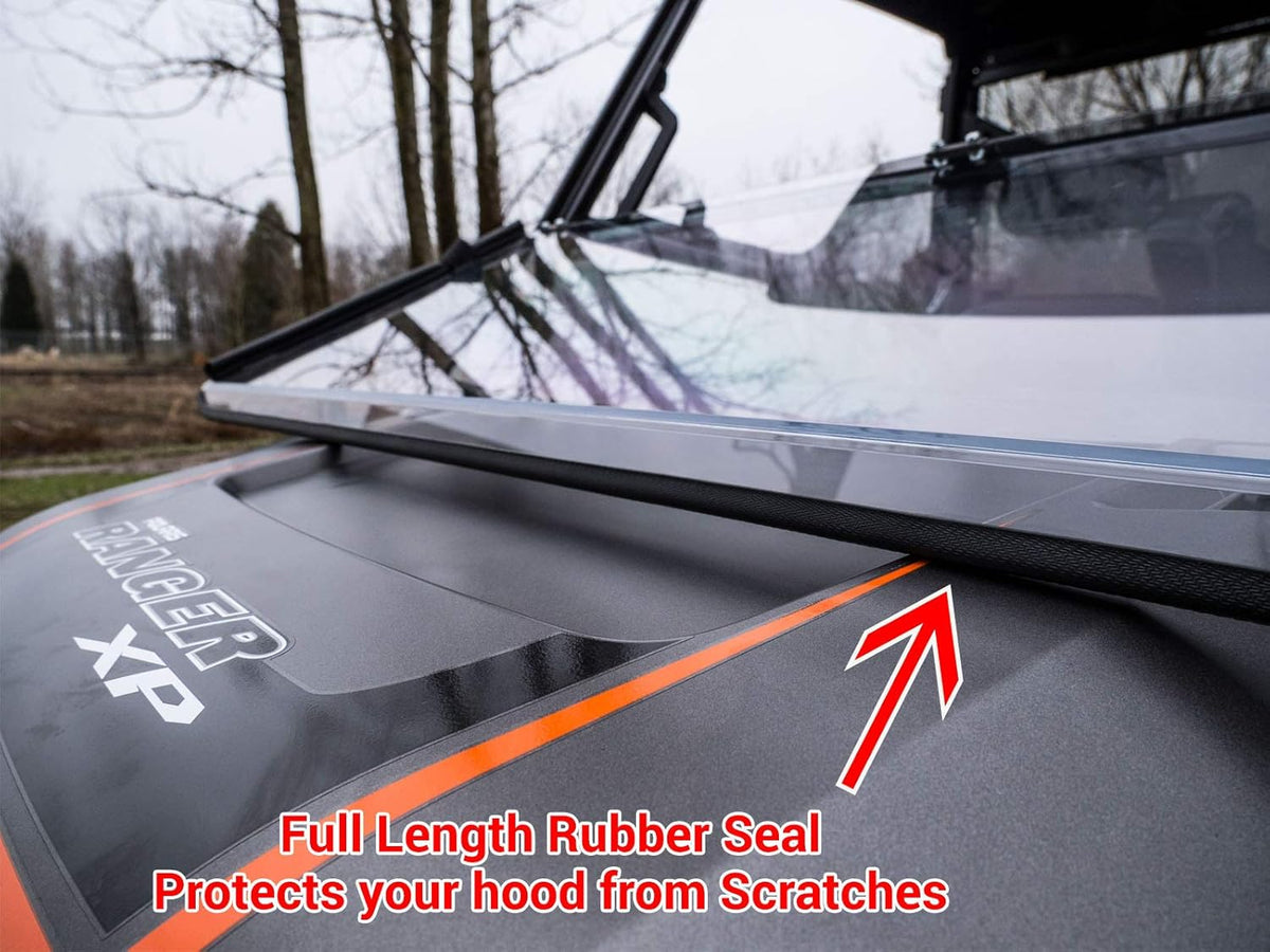 Non-Scratch Resistant Flip/Fold Down 2-in-1 Windshield for Polaris Ranger XP 900 / XP 900 Crew, 1/4 Thick Polycarbonate S3007