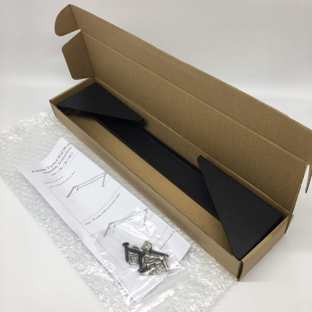 2 Pack 1U Foldable 19 Inches Cold Rolled Steel Vertical Wall Mount Rack Including Hardware A846