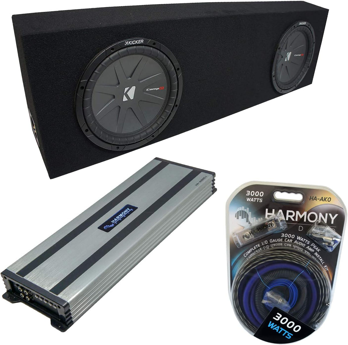 Dual 10 Black Sub Box Enclosure & Amp R5117