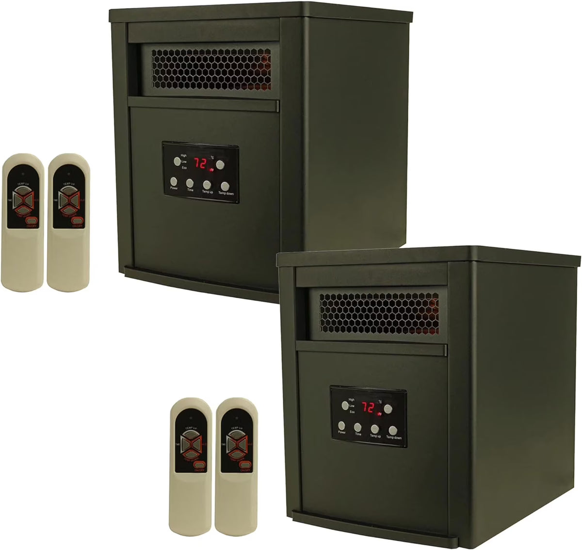 1500W Portable Electric Infrared Quartz Space Heater with Remote Control, Black (2 Pack) A960