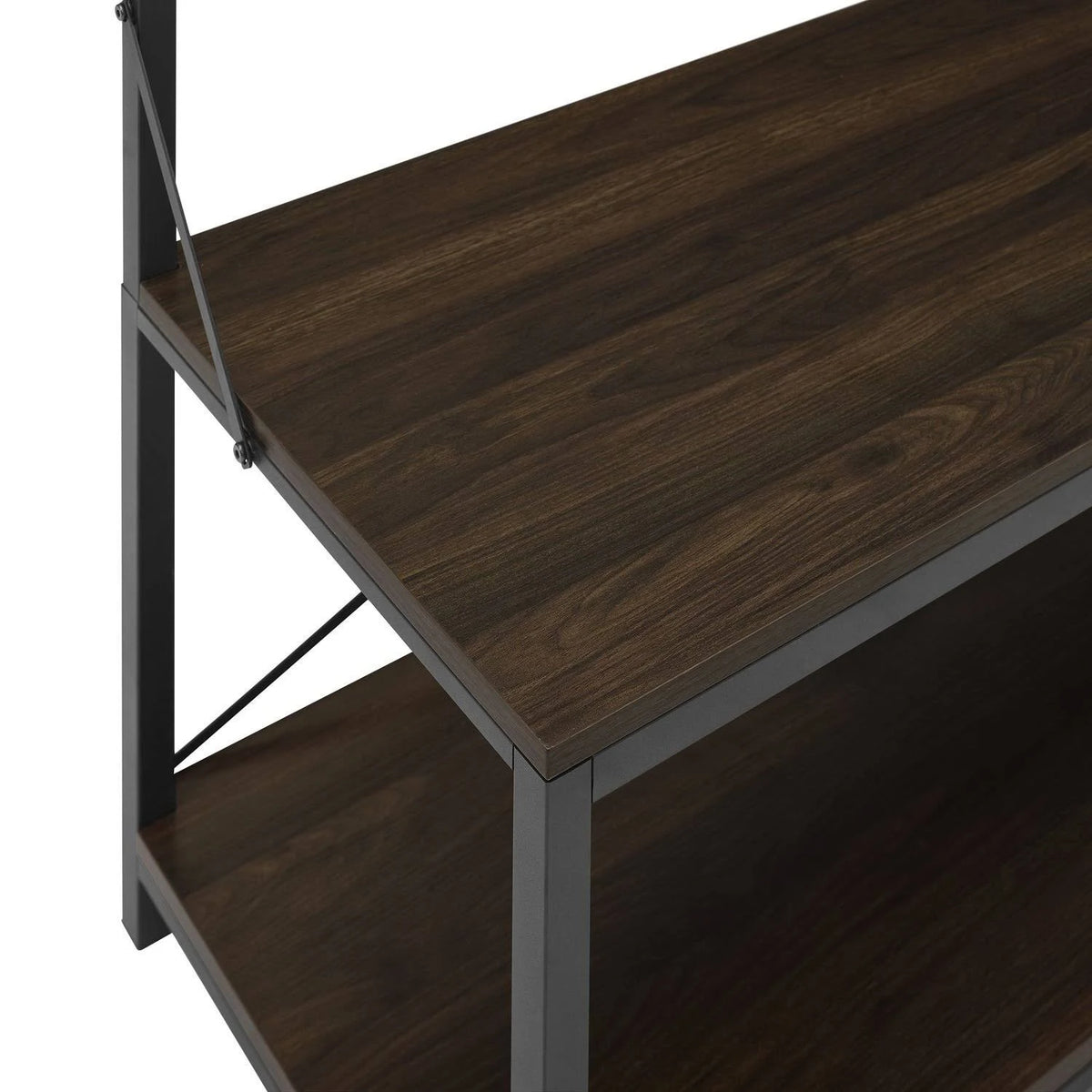 Industrial Metal and Wood Hall Tree - Dark Walnut R647