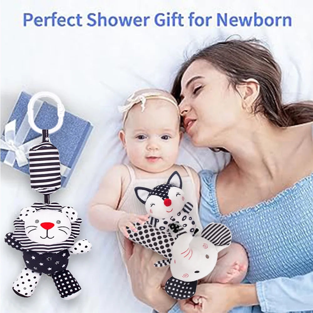 3PCS High Contrast Plush Baby Rattles Toy G270