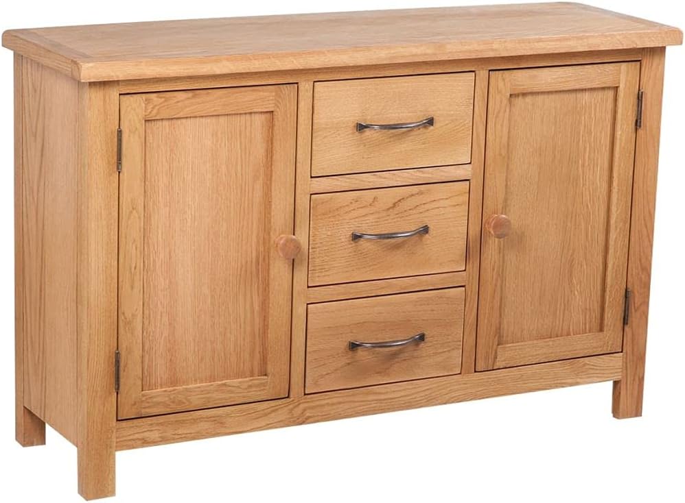 Oak Wooden Sideboard with 3 Drawers and 2 Cupboards Storage Cabinet X26753