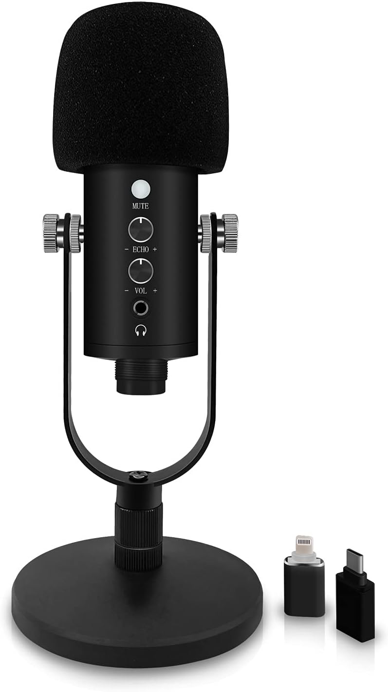 Black USB Condenser Microphone with Mute Button T2252