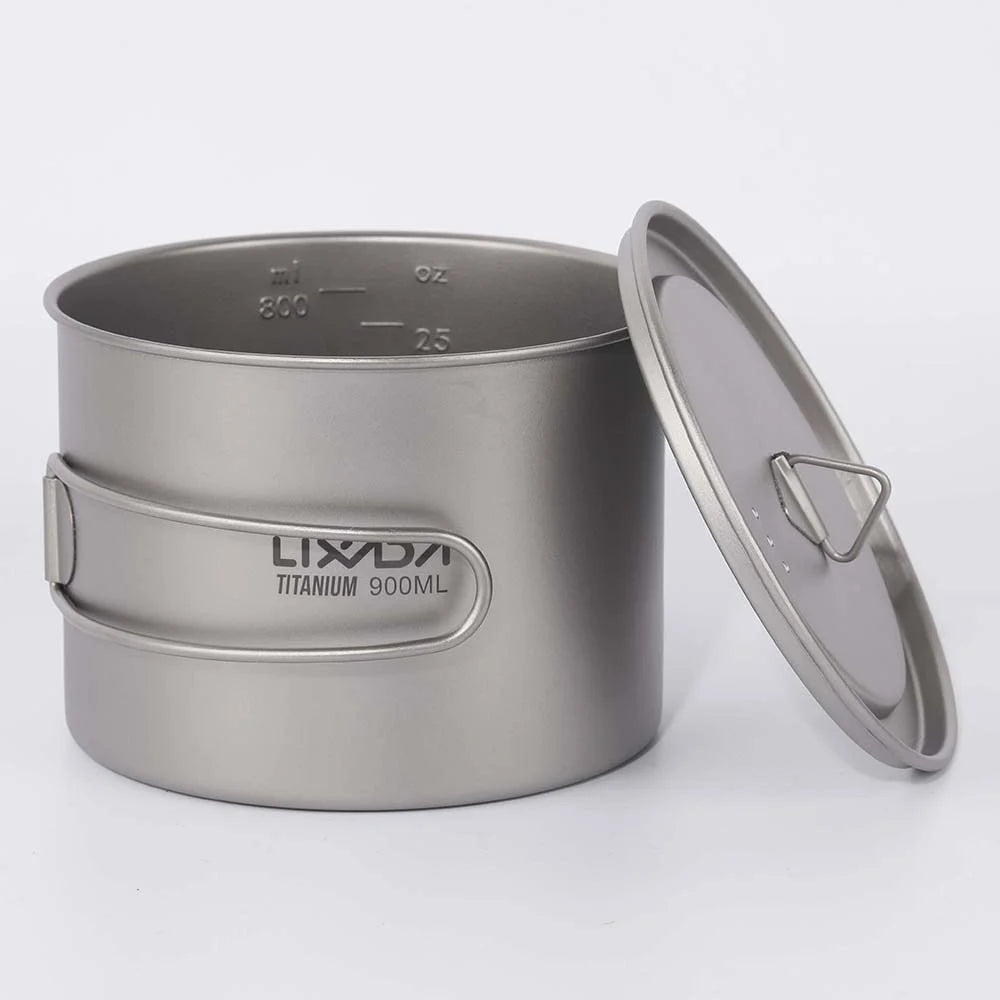 900ml Titanium Cup Pot with Lid and Foldable Handle U913