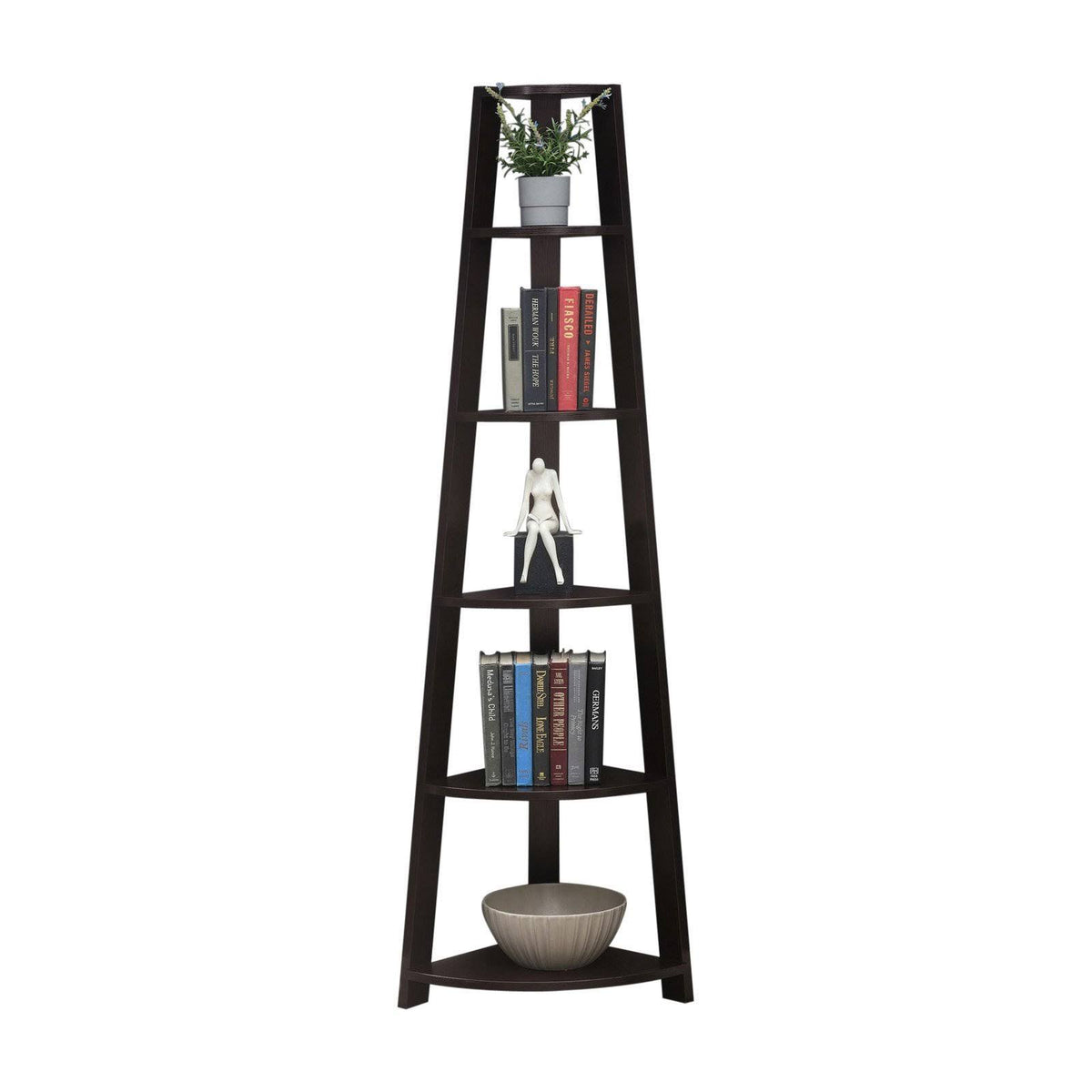 5 Tier Corner Bookcase, Espresso G242710