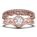 Antique Milgrain Art Deco 2.50 Carat Round Cut Moissanite Engagement Ring in 10k Solid Rose Gold K256866