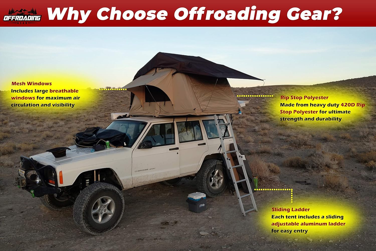 Tan Rooftop Tent for Truck SUV Car B660
