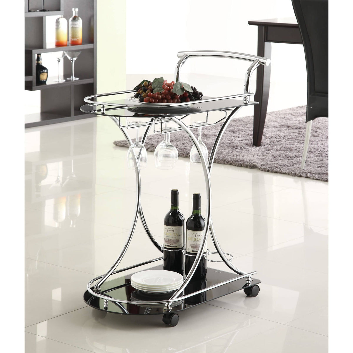Black Chrome Bar Cart N298603
