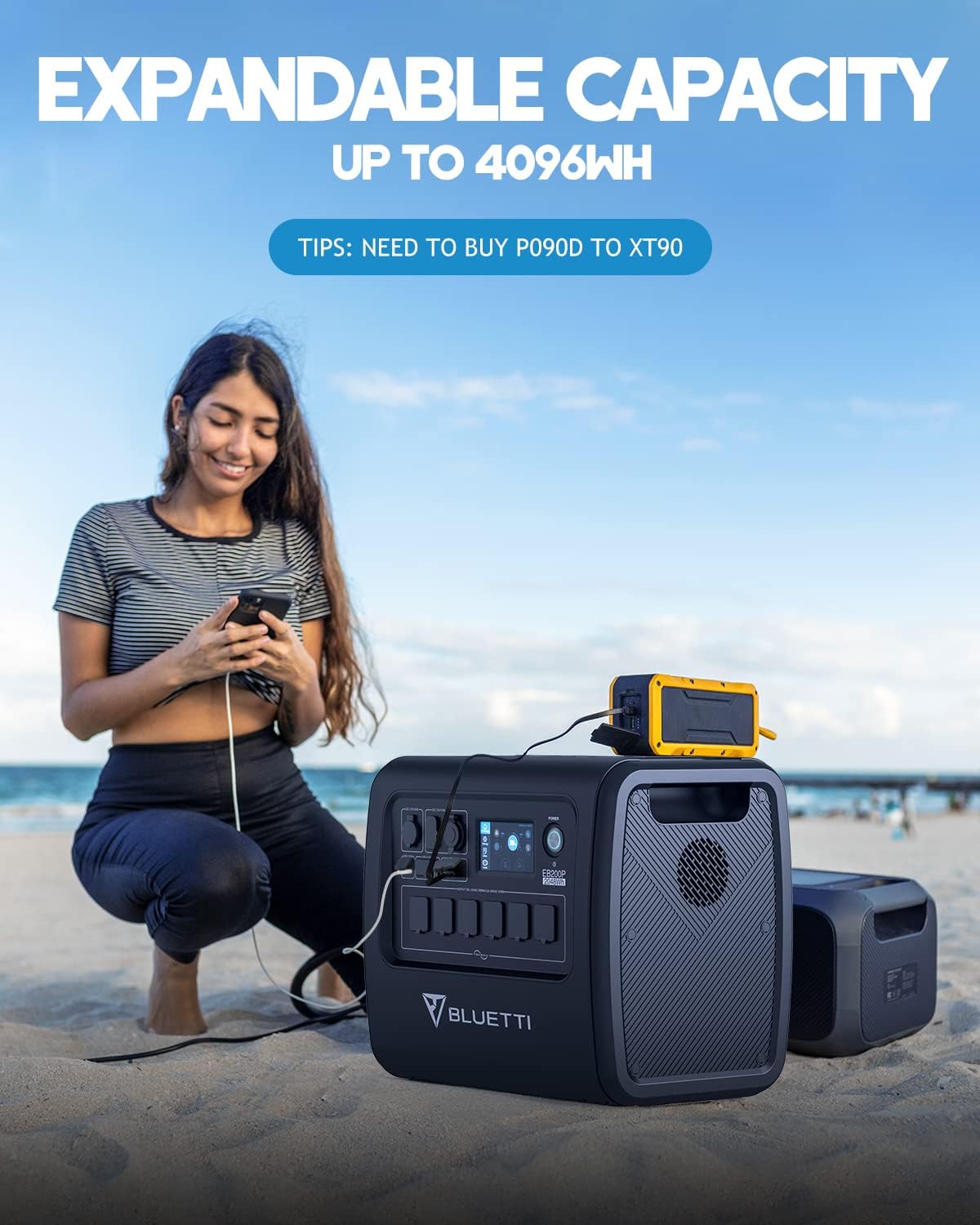 2200W 2048Wh Portable Power Station with 6 AC Outlets F9051