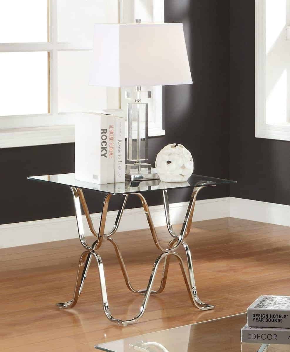 Contemporary Glass Top End Table N93303