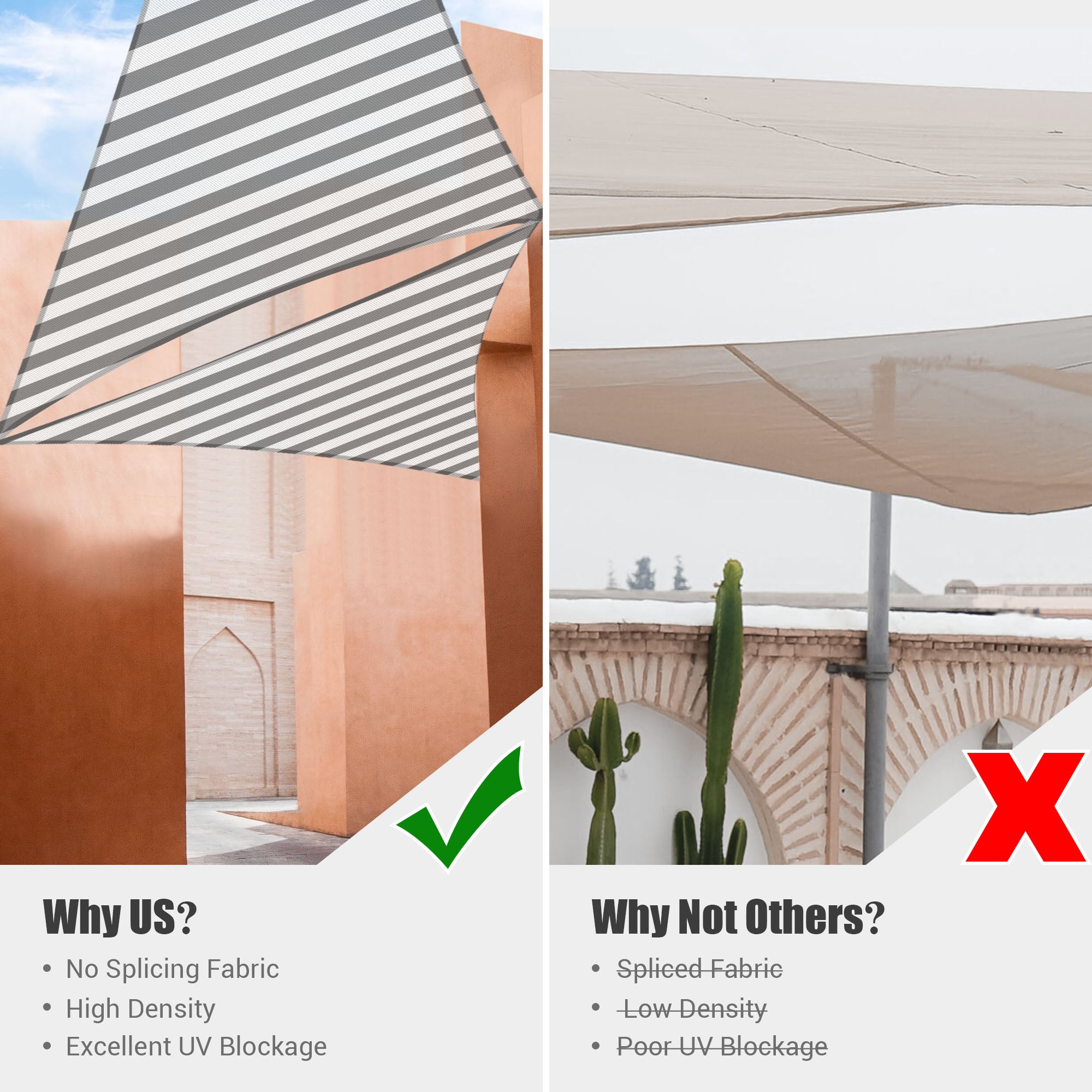 Gray+White Triangle Sun Shade Sail R4192
