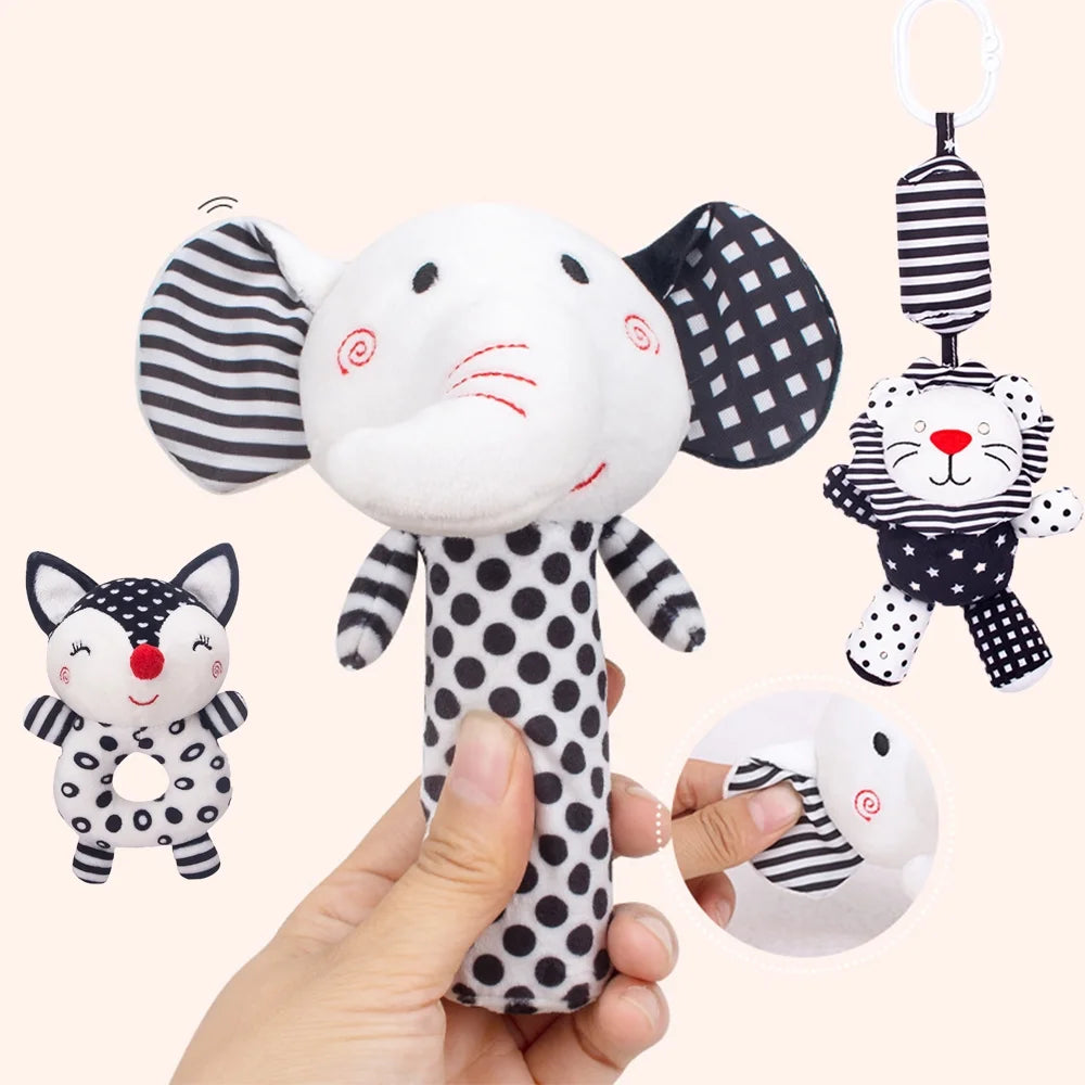 3PCS High Contrast Plush Baby Rattles Toy G270