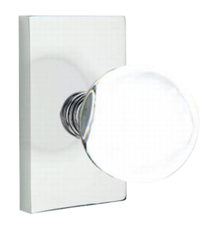 Modern Square Crystal Knob with Rectangular Rose, Satin Nickel W4043