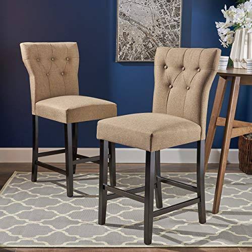 Mocha Brown Fabric Counter Stool Set of 2 D9864