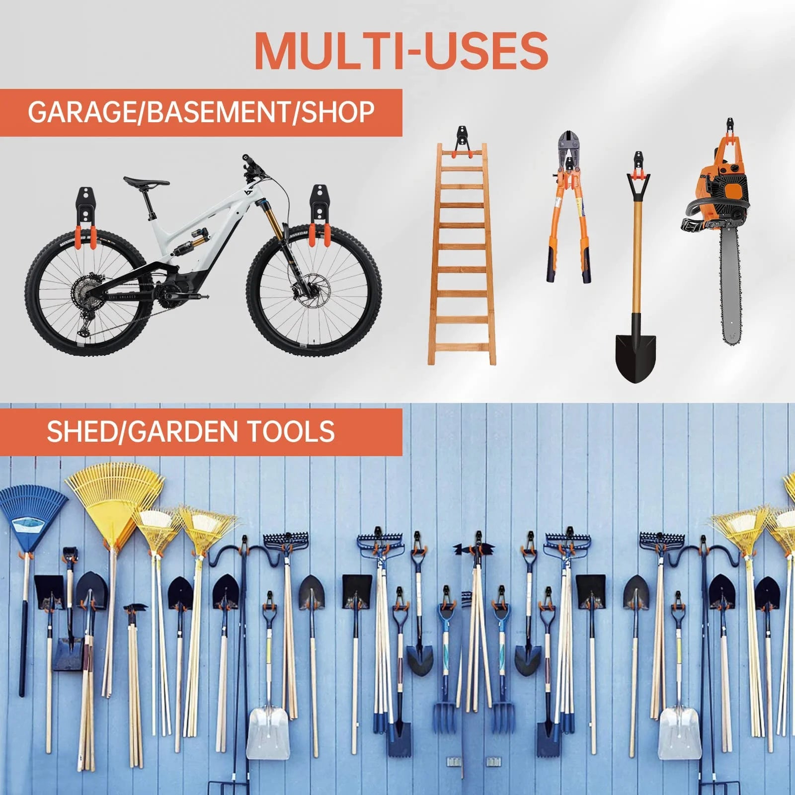 12 Packs Heavy Duty Steel Garage Storage Hooks with Tool Hangers X233