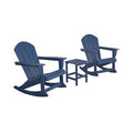 Navy Blue Plastic Rocking Adirondack Chair with Table L6085