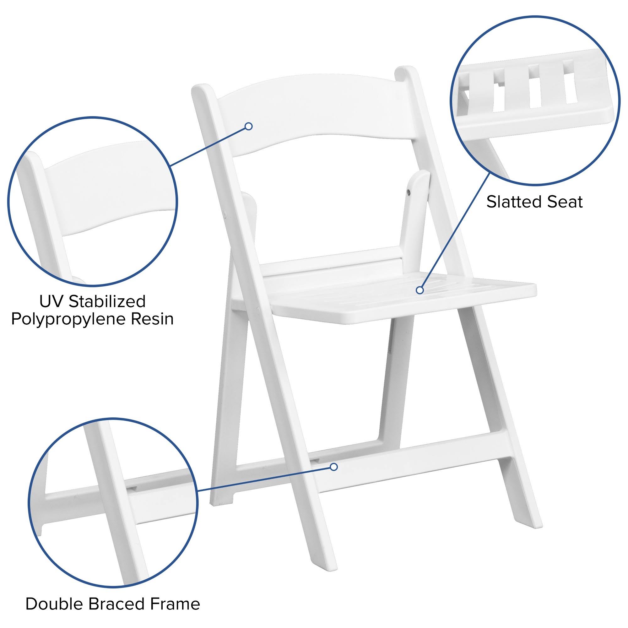 White Resin Folding Chair with Slatted Seat M40498