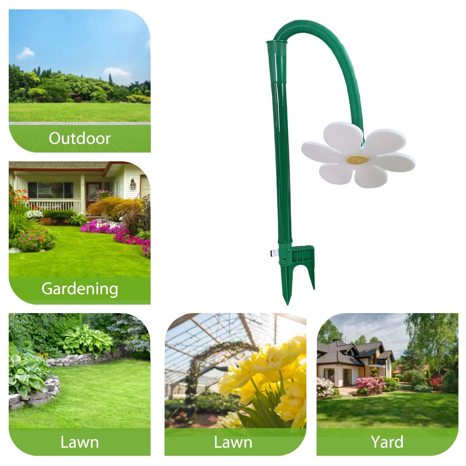 White Flower Shaped Dancing Sprinklers Lawn Watering with 2pcs Adapter A1310