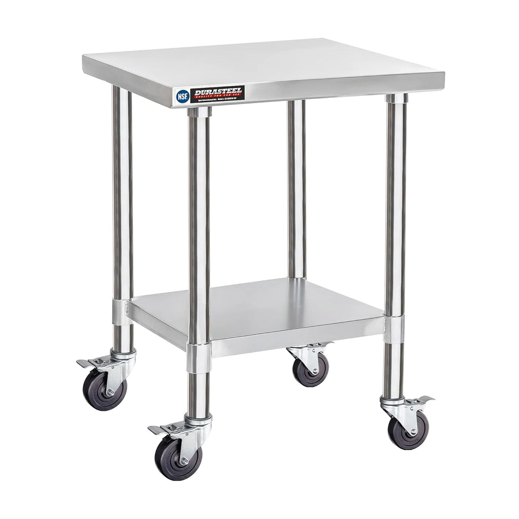 Stainless Steel 30 x 18 Inch Metal Table Cart with Caster Wheel V554