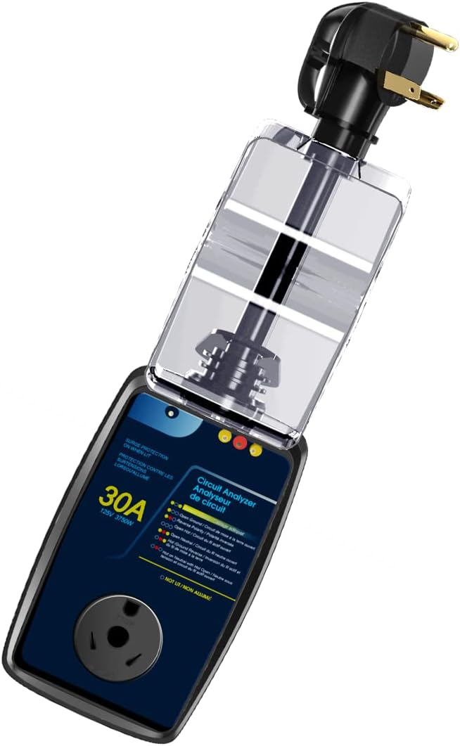 30 Amp RV Surge Protector with LED Indicator, 2100 Joules, Waterproof Cover, Black Pack of 2 I8153