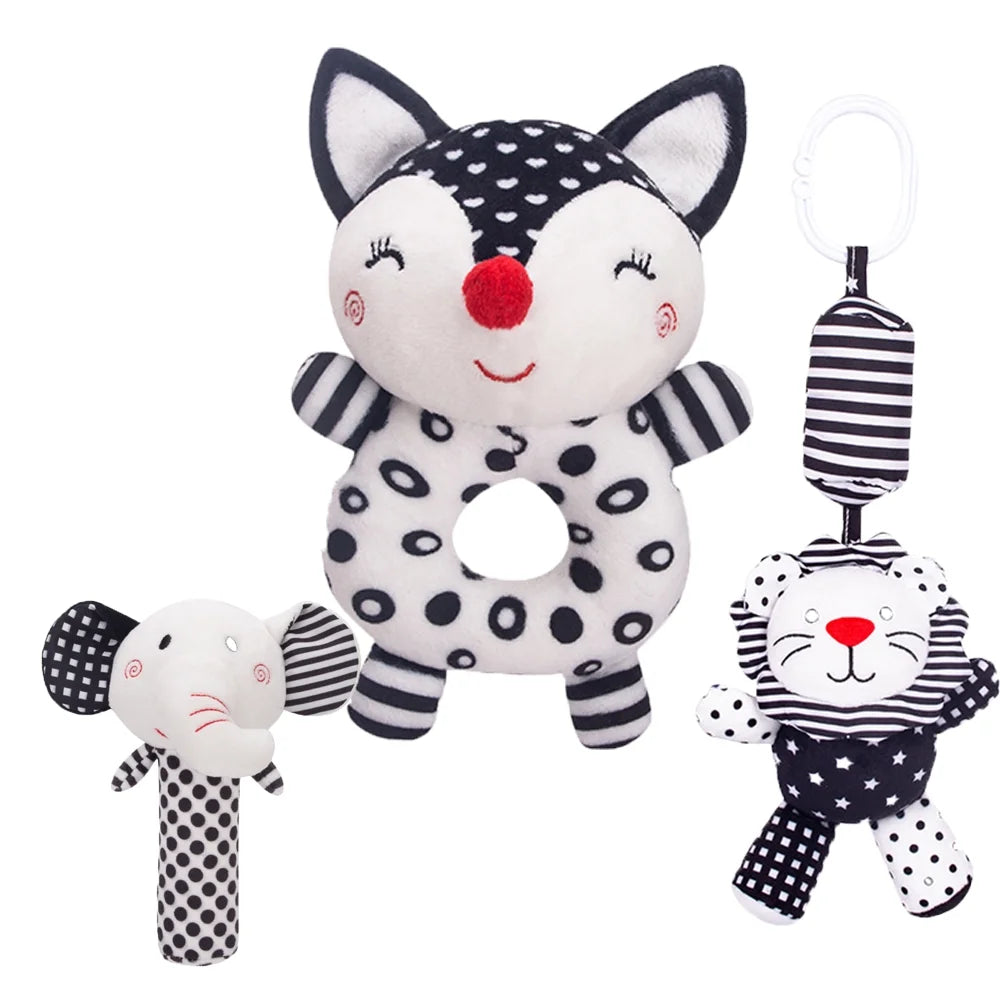3PCS High Contrast Plush Baby Rattles Toy G270