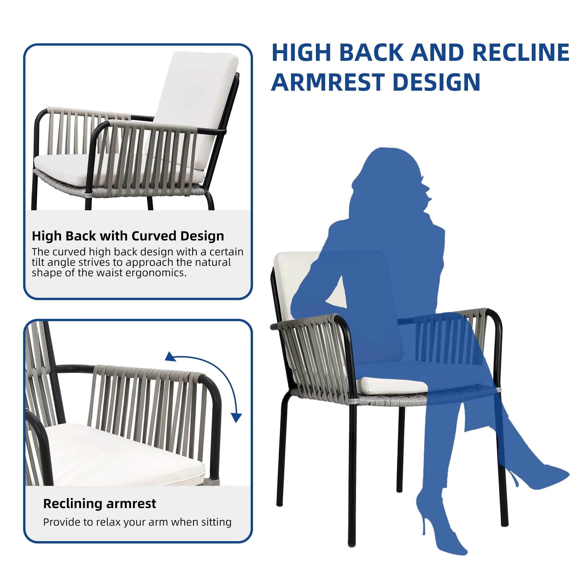 Green and Grey Rope Woven Dining Chair Set of 2 M66772