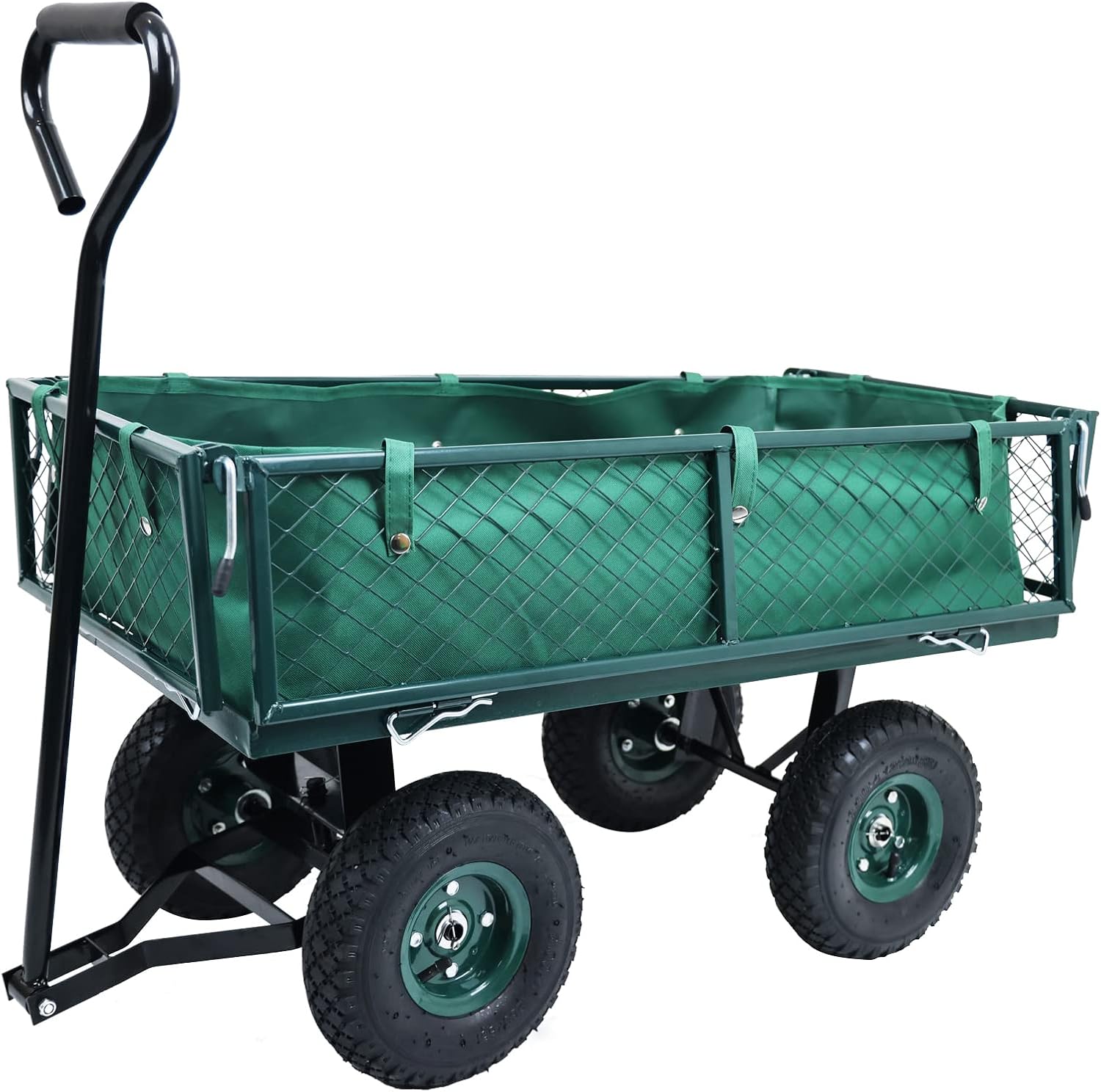 Heavy Duty Folding Utility Wagon with Removable Sides, 10in Pneumatic Tires, Black Z299181