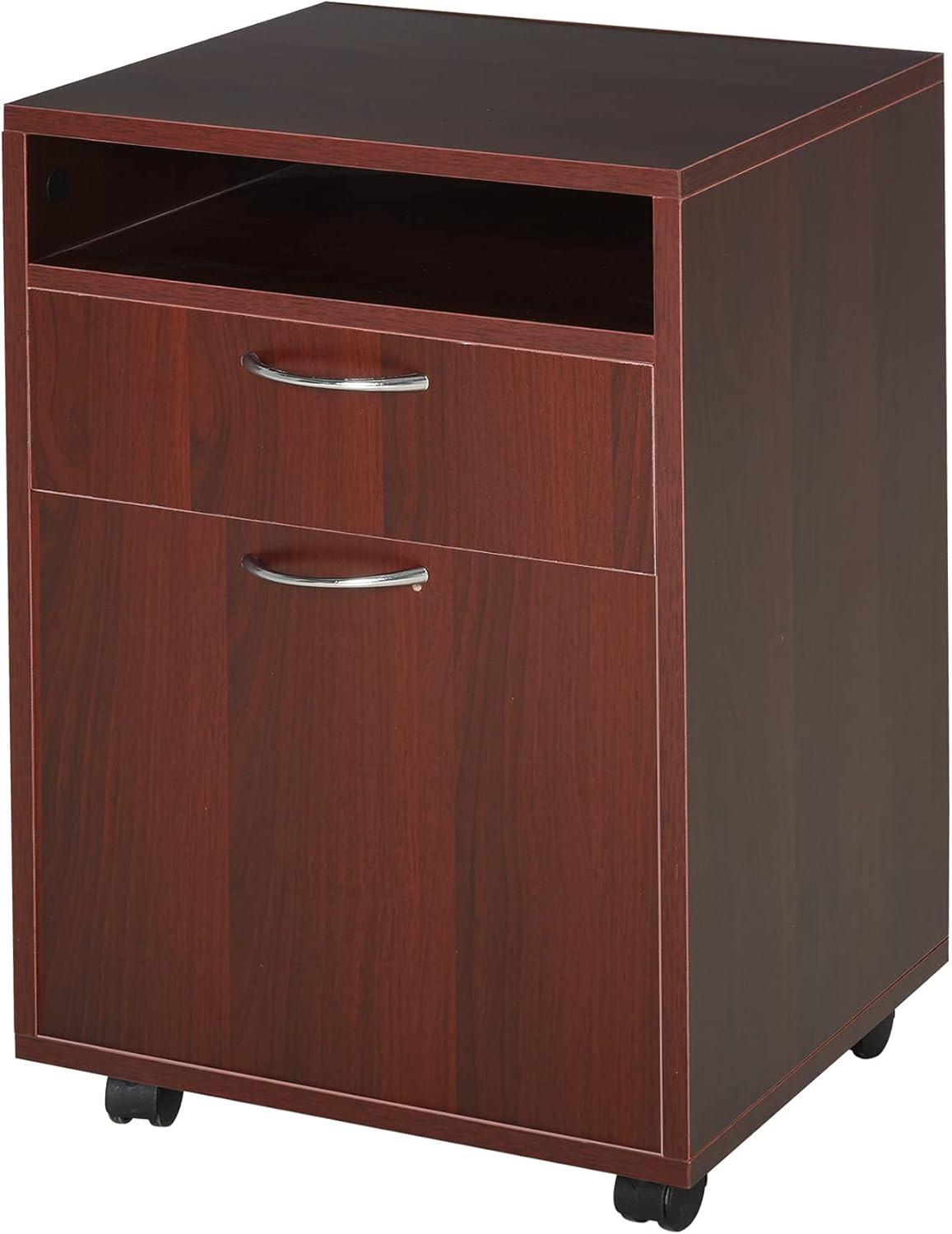 Brown Mobile File Cabinet with Lockable Drawer, Pack of 2 L7893