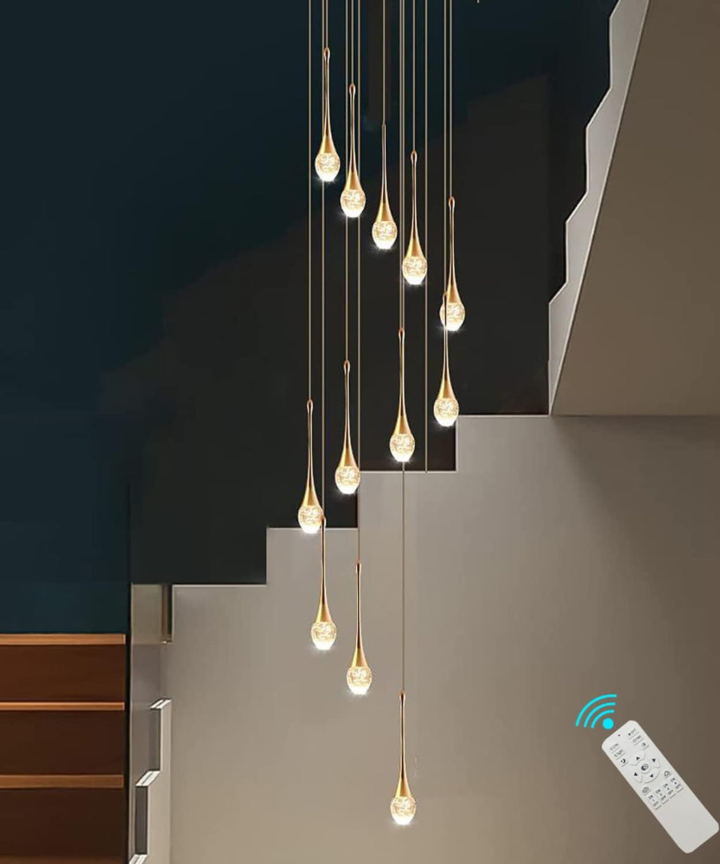 High Ceiling Dimmable Crystal Chandelier with LED Bulb Q121751