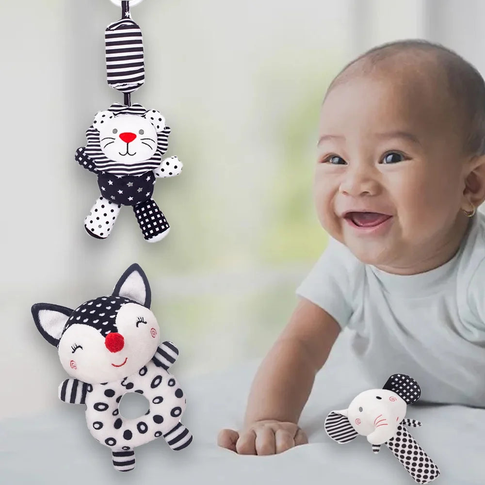 3PCS High Contrast Plush Baby Rattles Toy G270