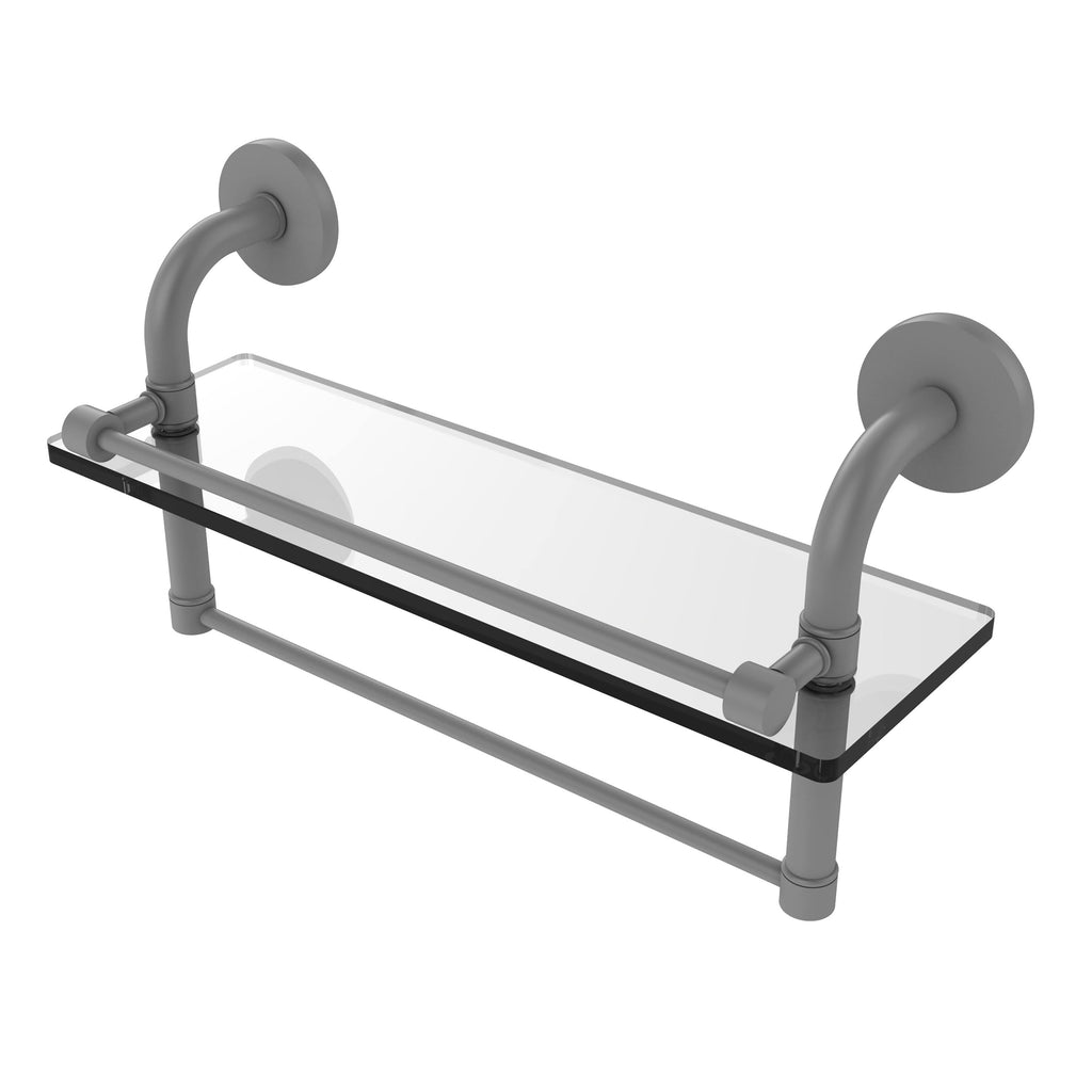 Matte Gray Glass Shelf with Towel Bar E86475