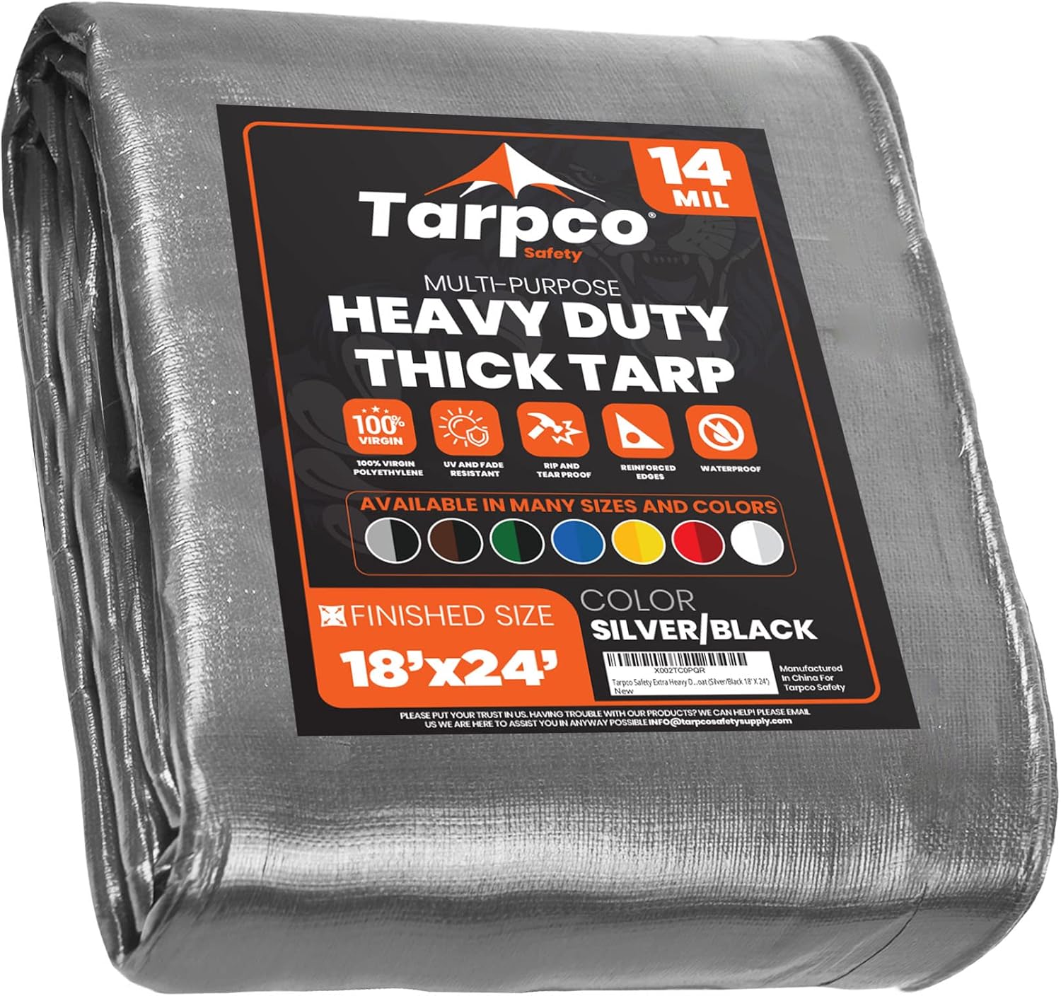 Extra Heavy Duty 14 Mil Waterproof Poly Tarpaulin with Reinforced Edges R478605