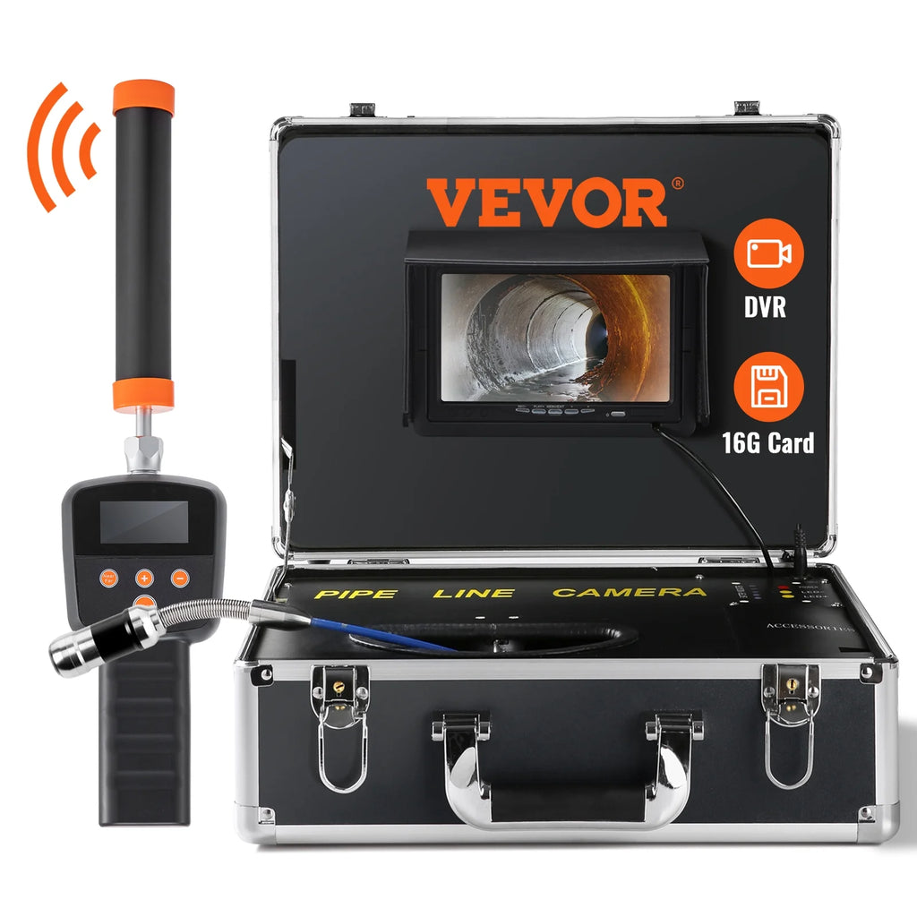 Sewer Camera Pipe Inspection Camera with 512Hz Locator, 100 ft, 7" DVR Function, 16 GB SD Card, IP68 L71807