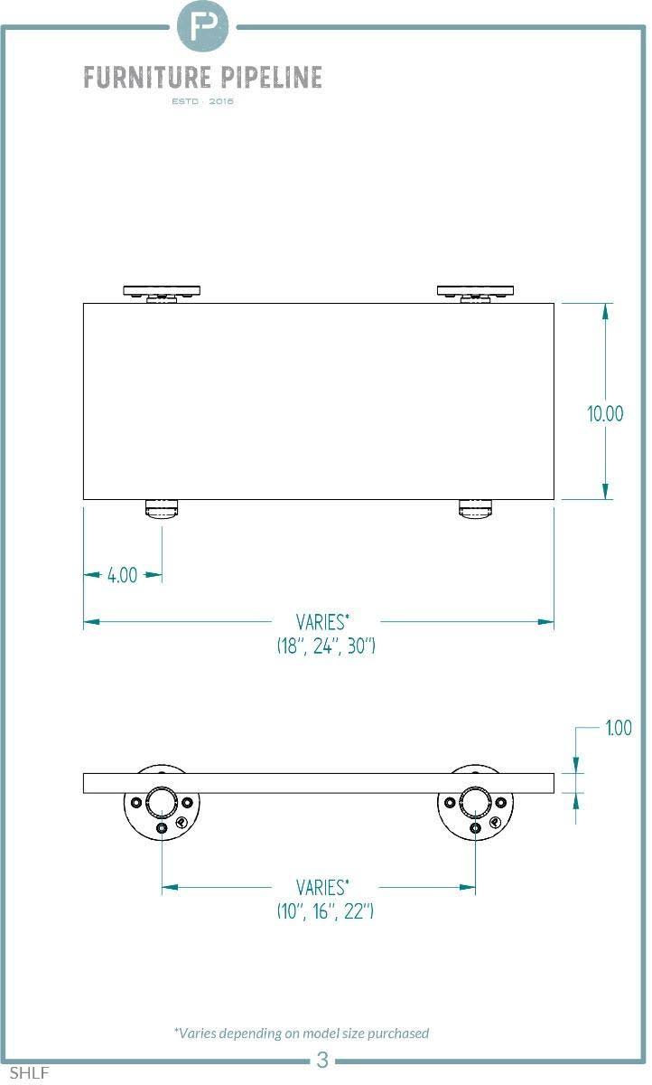 Bronze Metals and Brown Wood 4-Piece Wall Shelf Bundle J284