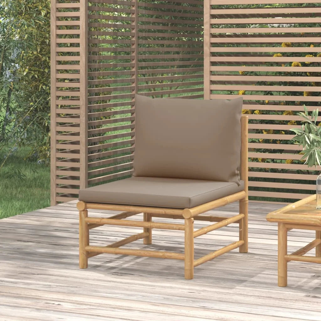 Bamboo Patio Sofa with Taupe Cushions L9465