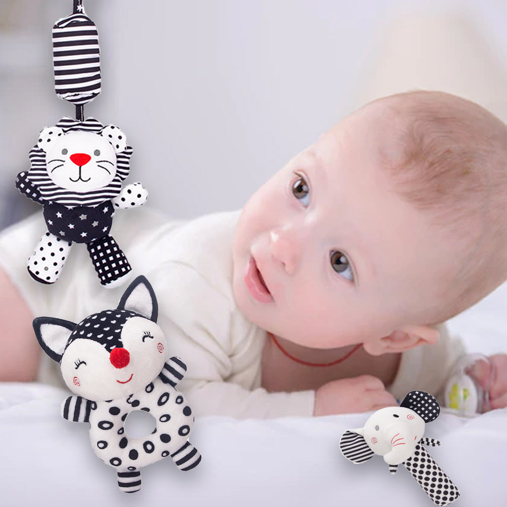 3PCS High Contrast Plush Baby Rattles Toy G270