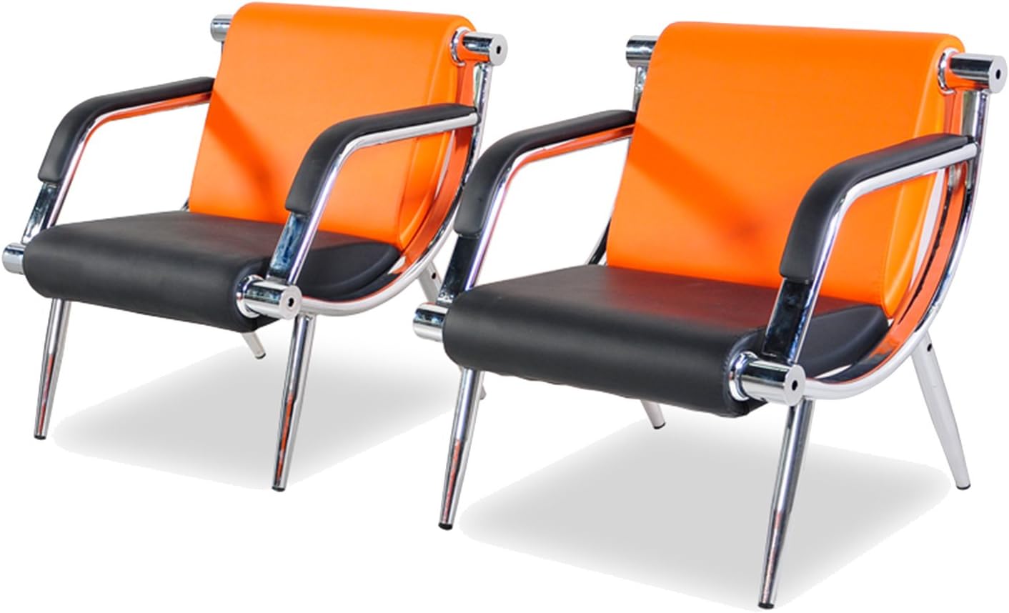 Orange And Black PU Leather Office Reception Chair U862955