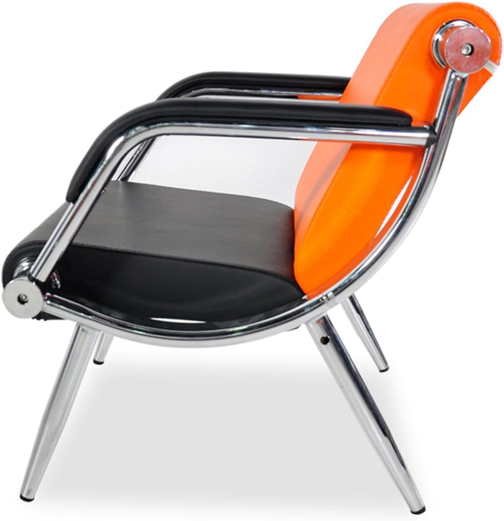 Orange And Black PU Leather Office Reception Chair U862955
