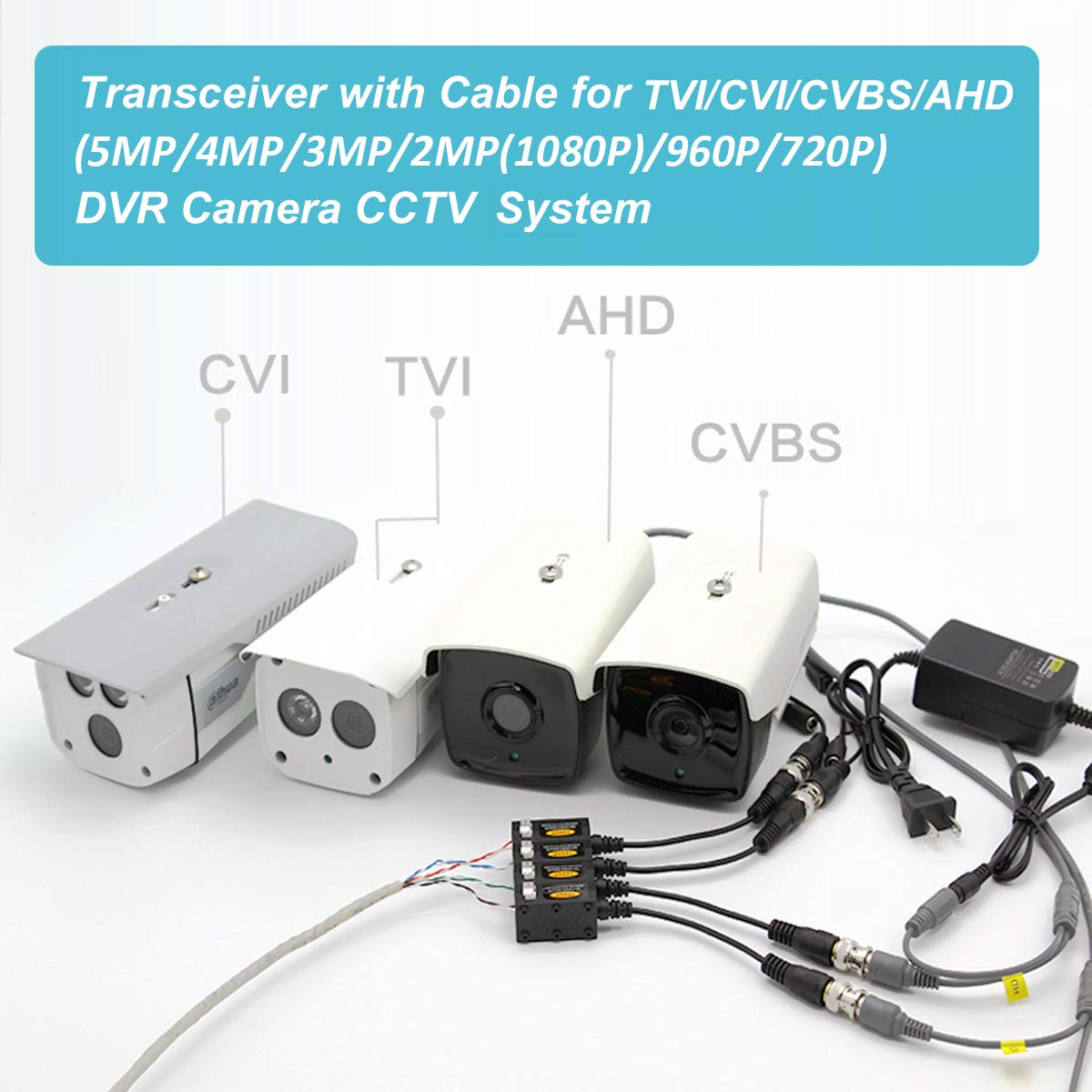 20 Pairs Passive HD BNC Video Balun Transceiver Transmitter AHD/TVI/CVI/CVBS Cable Connectors for CCTV Security Cameras R8729