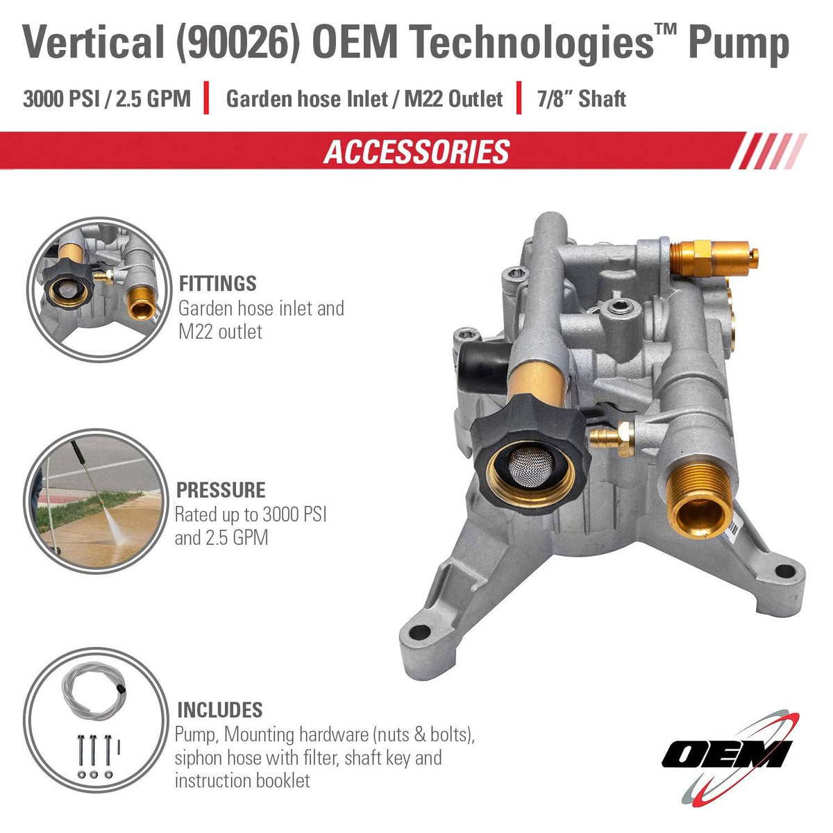 3000 PSI Axial Cam Vertical Pressure Washer Pump R799