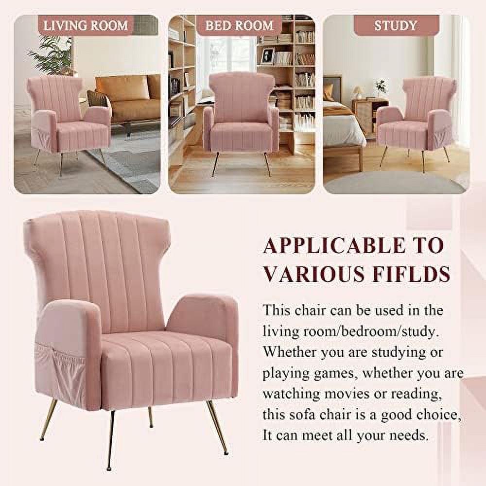 Emerald Velvet Wing Back Accent Chair with Metal Legs L920634