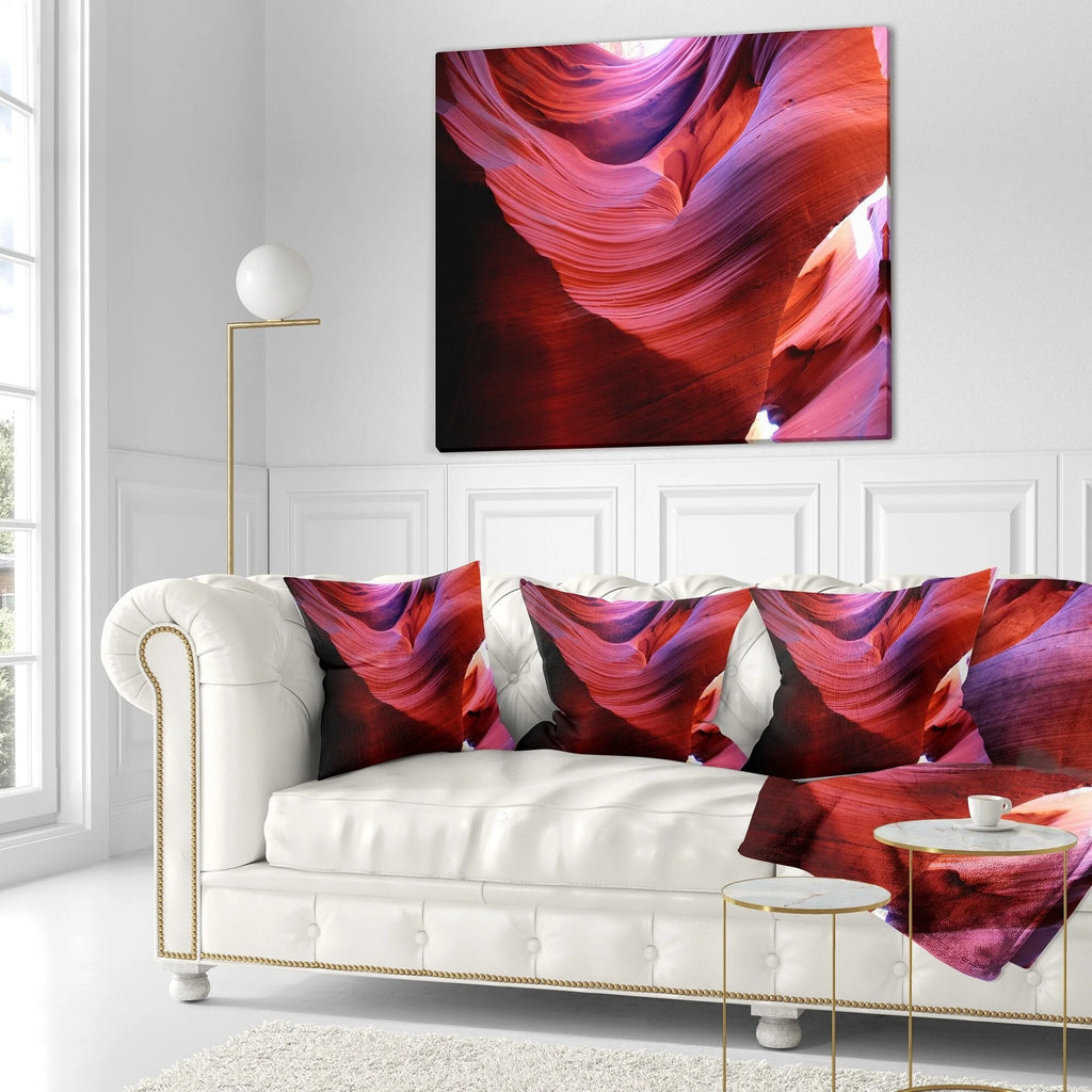 Antelope Canyon Light Rays Landscape Photography Throw Pillow 18 in. x 18 in. A82084
